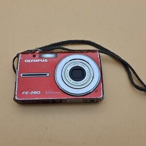 Olympus FE-280 8.0MP Digital Camera Red UNTESTED AS IS FOR PARTS
